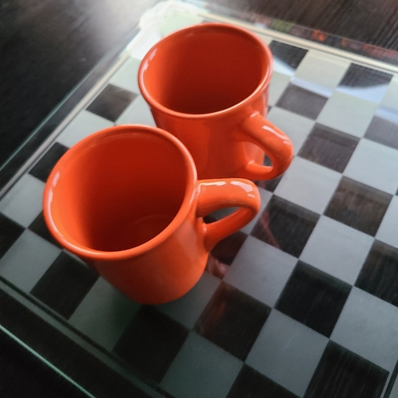 Orange Ceramic Coffee Mug Set Of 2 - Picture 5 of 9